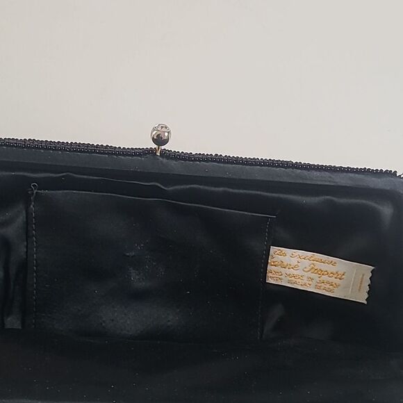 Sarne Imports Handmade in Japan ITALIAN Black Glass Beads Clutch Purse Evening - Picture 12 of 13